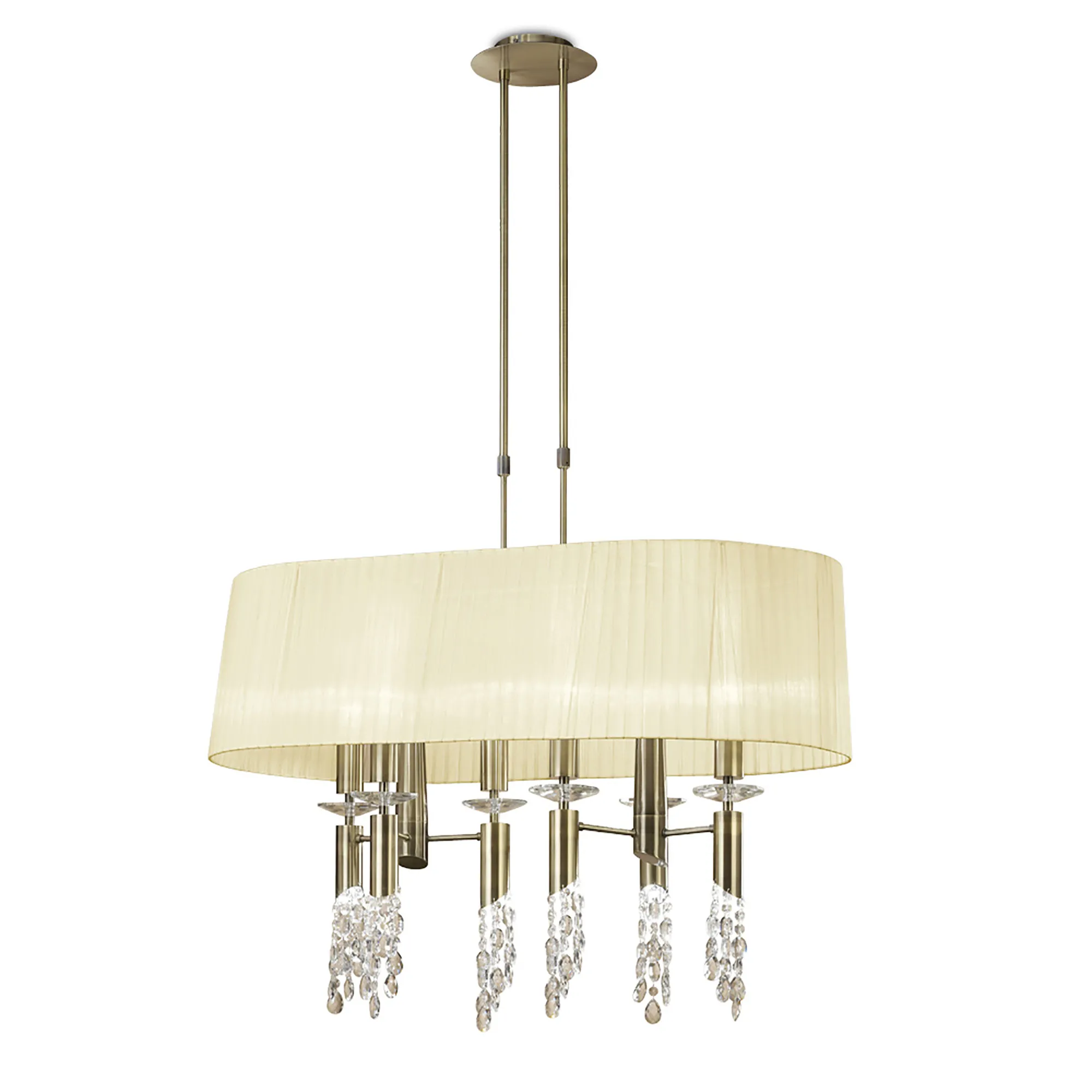 Tiffany AB Crystal Pendant 6+6 Light Antique Brass M3873/CS  Mantra Tiffany Antique Brass-Cream